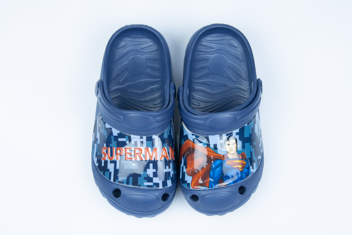Superman أحذية كلوق للأطفال خفيف الوزن & مريح Slip-On Sandals – لـ الأولاد – Dark أزرق
