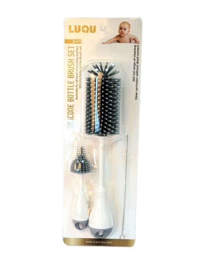 Luqu Silicone baby bottle brush set - 3 in 1 - Image 2