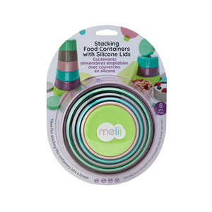 Melii Stacking & Nesting Food Containers with Silicone Lids 6 pcs