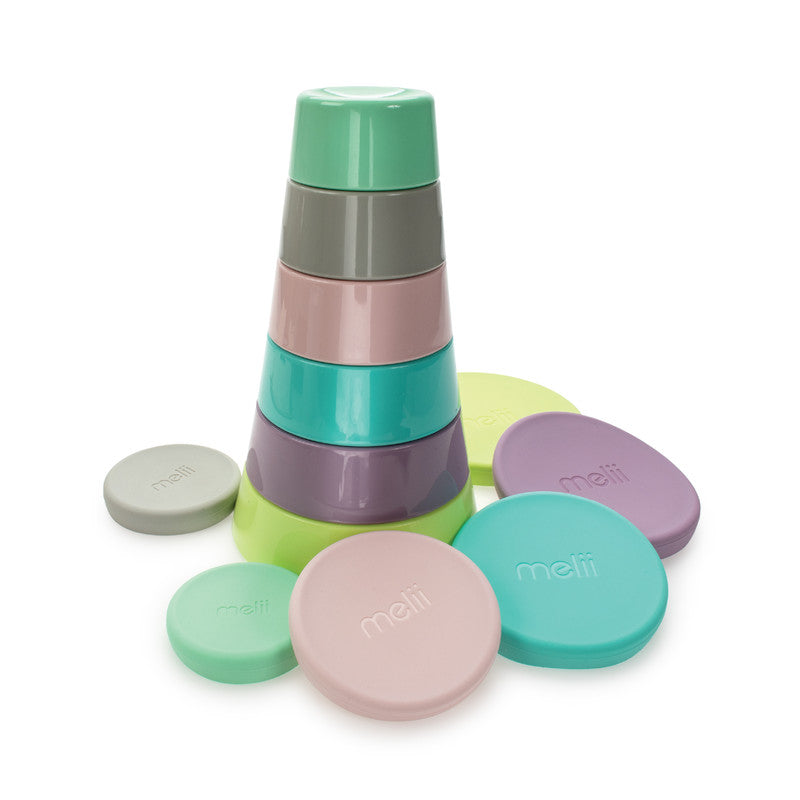 Melii Stacking & Nesting Food Containers with Silicone Lids 6 pcs