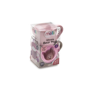 Melii Silicone Bear Mug - 2 Pack (Pink & Grey)