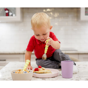 Melii 3 Piece Silicone Meal Set - Plate, Bowl & Cup (Pink, Grey, Purple)