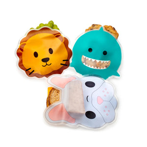 Melii Reusable Snack Bags with Zip Closure Animals Design 6 pcs