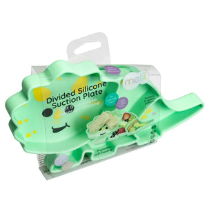 Melii Divided Silicone Suction Plate - Green Dinosaur