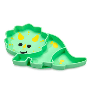 Melii Divided Silicone Suction Plate - Green Dinosaur