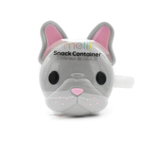 Melii Snack Container with Finger Trap - Grey & Pink Bulldog