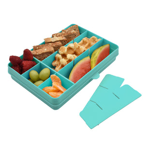 Melii Snackle Food Container with Removable Divider Turquoise 4oz
