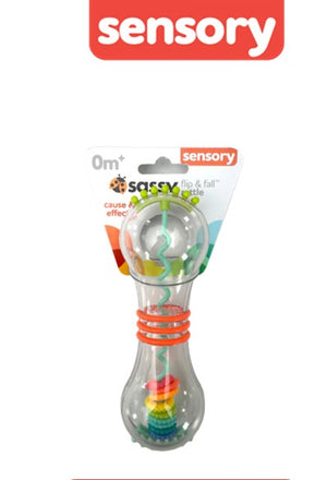 Sassy Flip & Fall Baby Rattle with Cascading Rainbow Spinner Discs (0m+)
