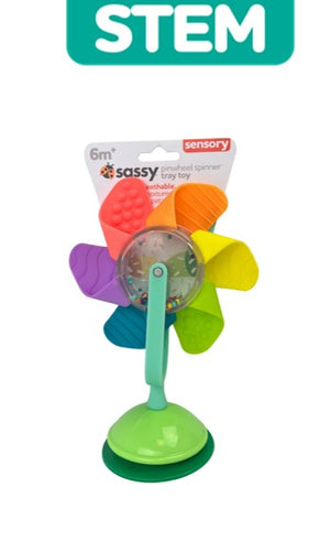 Sassy Pinwheel Spinner Tray Toy - High Chair Suction Cup Educational Toy
