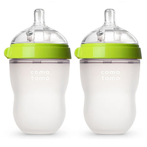 Comotomo - Natural Feel Baby Feeding Bottle - Green & White 2 pcs x 250 ml