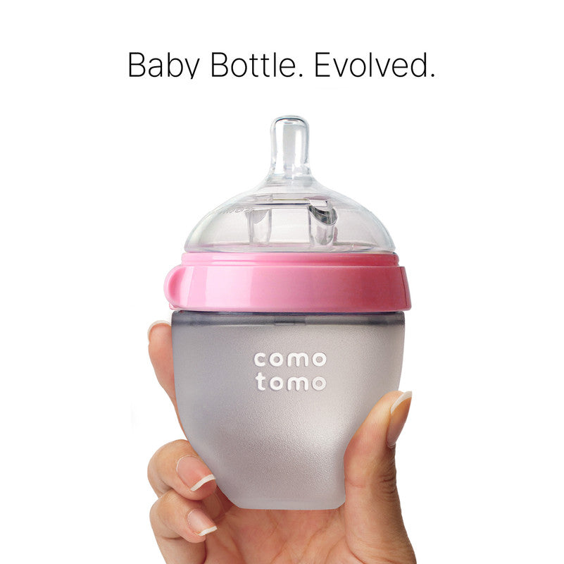 Comotomo - Natural Feel Baby Feeding Bottle - Pink & White, 150 ml