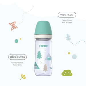 فارلين Grow مع Color PP Wideneck رضاعة أطفال, +3m, 270ml, من الجانب