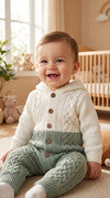 Hooded Knit Fur-Lined Baby Romper (K18)