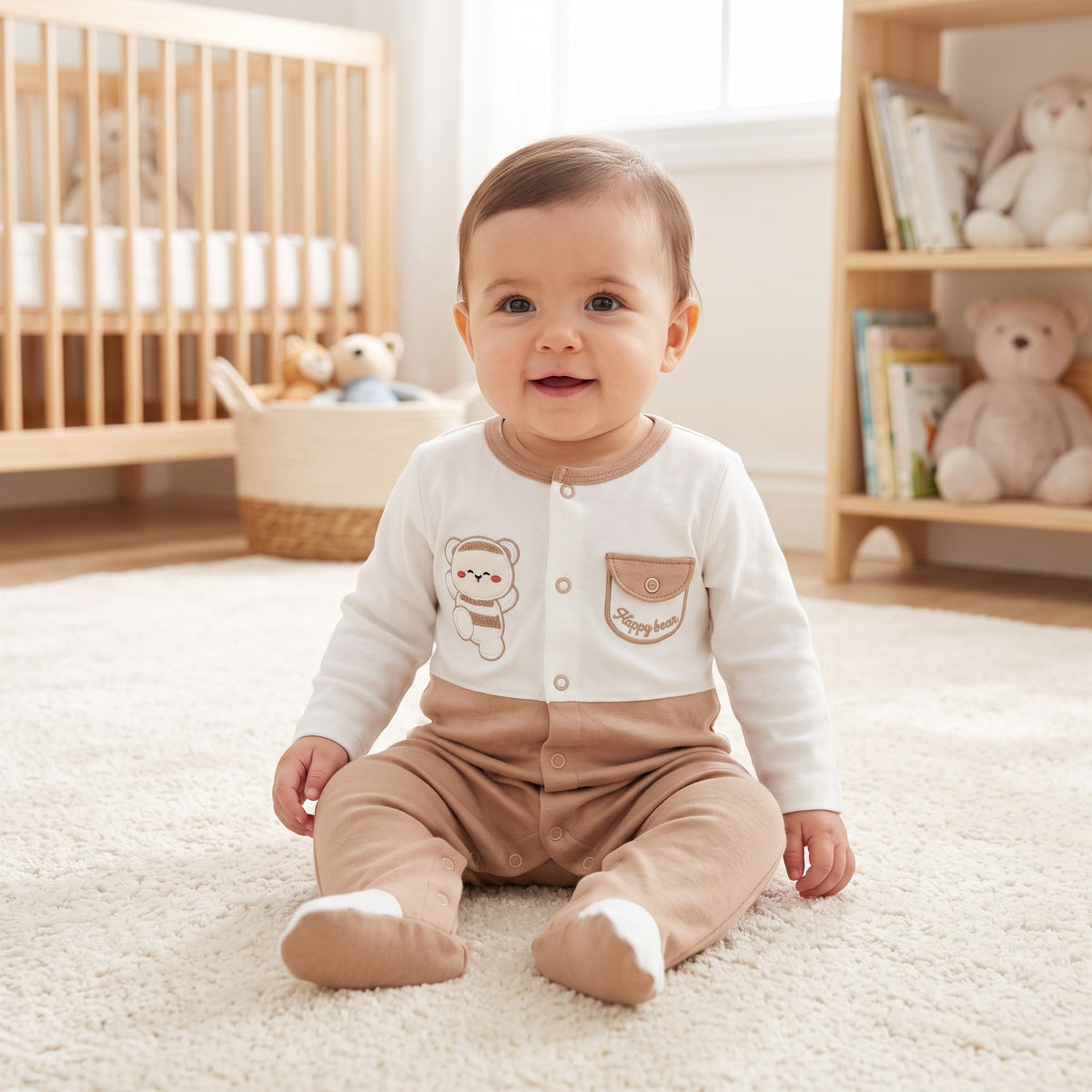 Kachoura Baby Newborn Romper (HK240) - Brown (Style 2)