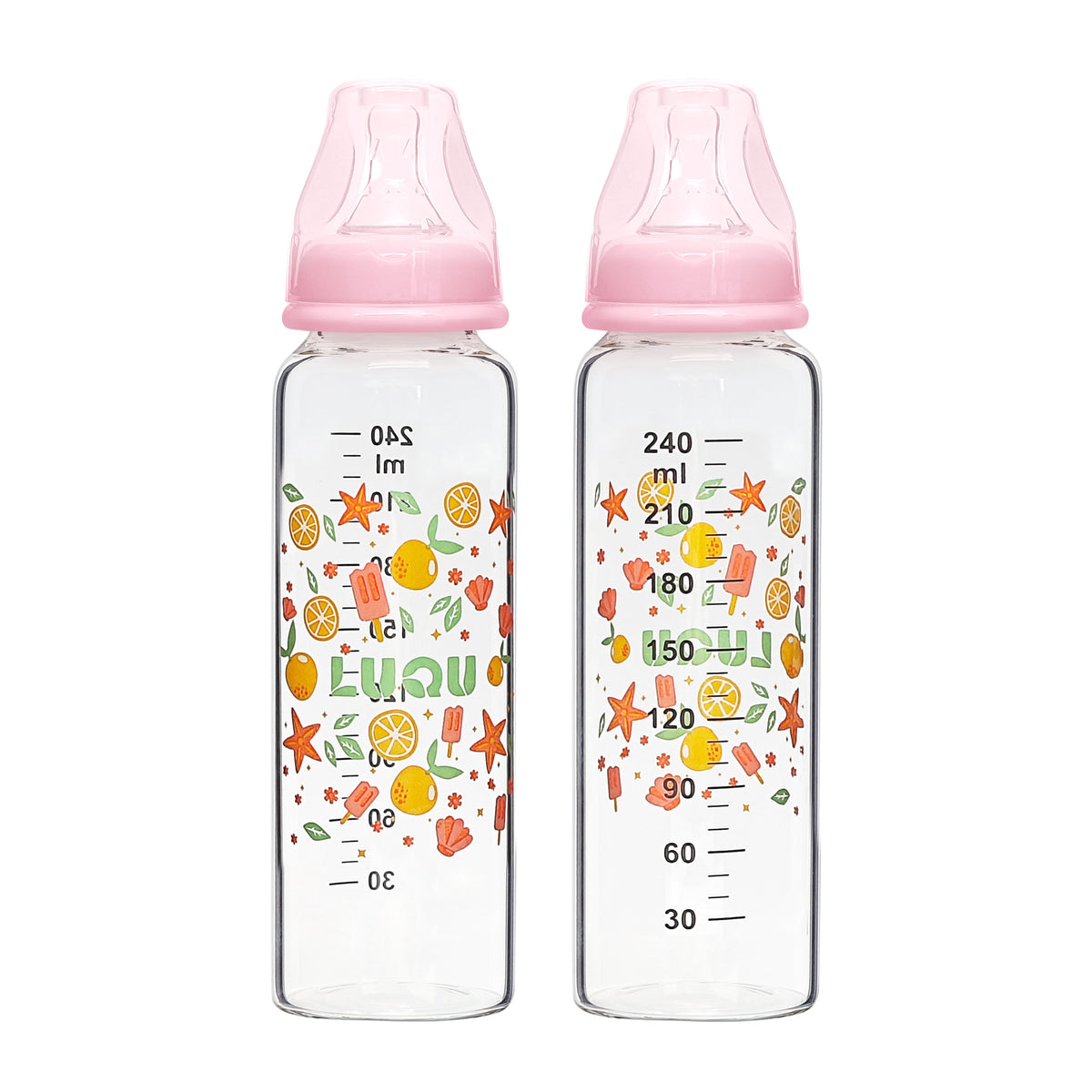 LuQu Best Glass Baby Bottle for Milk - BPA-Free, Anti-Colic, 240ML - Image 2