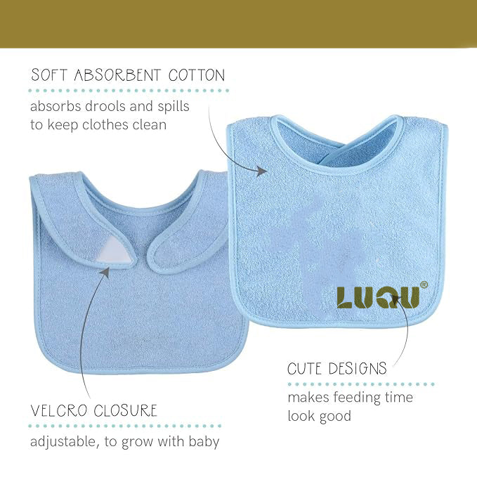 LuQu 3 Bibs Set Soft Washable Adjustable 0+ months - Image 2