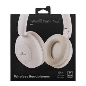 Volkano Aura Series Active Noise Cancelling Bluetooth Headphones - Cream
