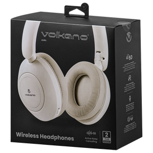 Volkano Aura Series Active Noise Cancelling Bluetooth Headphones - Cream
