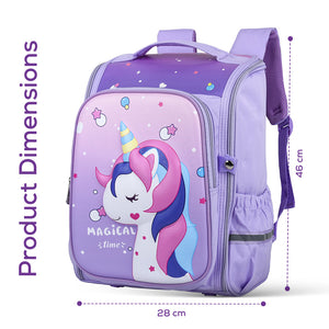 Cocobee - Cute Unicorn Printed Backpack, 15 Inches, Adjustable Straps – Purple