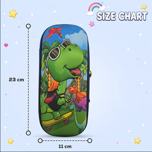 Cocobee Dino On Skate Pencil Case With Internal Mesh Pocket, Sturdy Build, Zipper Closure – Boys, 3+ Years, Multicolor