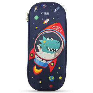 Cocobee Dino UFO Pencil Case With Internal Mesh Pocket, Sturdy Build, Zipper Closure – Boys, 3+ Years, Multicolor