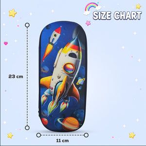 Cocobee Spaceship Pencil Case With Internal Mesh Pocket, Sturdy Build, Zipper Closure – Boys, 3+ Years, Multicolor