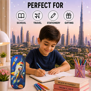 Cocobee Spaceship Pencil Case With Internal Mesh Pocket, Sturdy Build, Zipper Closure – Boys, 3+ Years, Multicolor