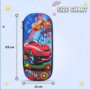 Cocobee Racing Pencil Case With Internal Mesh Pocket, Sturdy Build, Zipper Closure – Boys, 3+ Years, Multicolor
