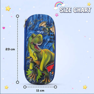 Cocobee Dino Roar Pencil Case With Internal Mesh Pocket, Sturdy Build, Zipper Closure – Boys, 3+ Years, Multicolor