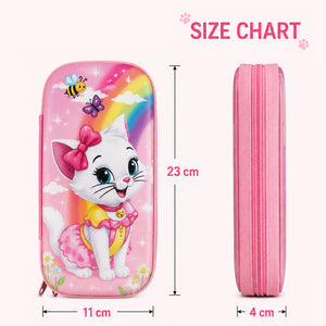 Cocobee Cat Pencil Case With Internal Mesh Pocket, Sturdy Build, Zipper Closure – Girls, 3+ Years, Multicolor