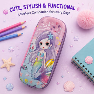 Cocobee Pearl Princess Pencil Case With Internal Mesh Pocket, Sturdy Build, Zipper Closure – Girls, 3+ Years, Multicolor