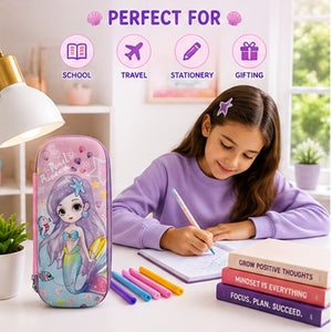 Cocobee Pearl Princess Pencil Case With Internal Mesh Pocket, Sturdy Build, Zipper Closure – Girls, 3+ Years, Multicolor