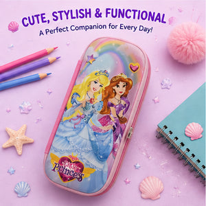 Cocobee Little Princess Pencil Case With Internal Mesh Pocket, Sturdy Build, Zipper Closure – Girls, 3+ Years, Multicolor