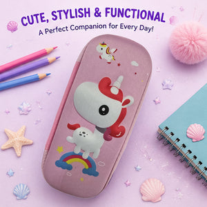 Cocobee Unicorn Pencil Case With Internal Mesh Pocket, Sturdy Build, Zipper Closure – Girls, 3+ Years, Multicolor