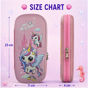 Cocobee Little Unicorns Pencil Case With Internal Mesh Pocket, Sturdy Build, Zipper Closure – Girls, 3+ Years, Multicolor