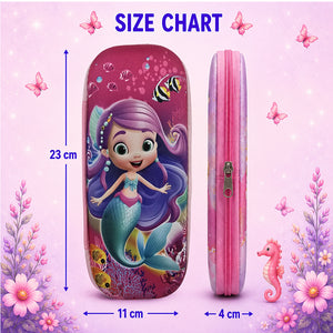 Cocobee Mermaid Blue Pencil Case With Internal Mesh Pocket, Sturdy Build, Zipper Closure – Girls, 3+ Years, Multicolor