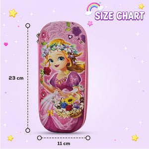 Cocobee Flora Princess Pencil Case With Internal Mesh Pocket, Sturdy Build, Zipper Closure – Girls, 3+ Years, Multicolor