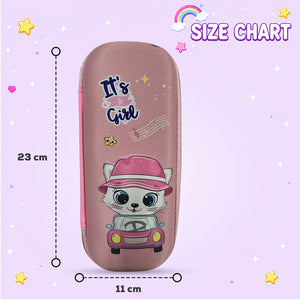 Cocobee Spy Cat Pencil Case With Internal Mesh Pocket, Sturdy Build, Zipper Closure – Girls, 3+ Years, Multicolor