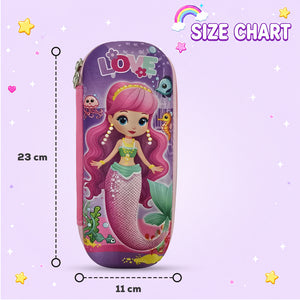Cocobee Mermaid Love Pencil Case With Internal Mesh Pocket, Sturdy Build, Zipper Closure – Girls, 3+ Years, Multicolor
