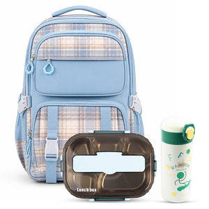 Cocobee Kids Backpack with Adjustable Strap & Bottle Pocket – 15 Inches, Pink + Oval Lunch Box + 500ml Green Stainless Steel Insulated Water Bottle