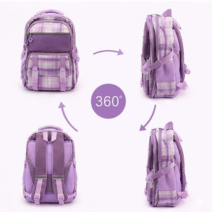 Cocobee 15-Inch Kids Backpack with Adjustable Straps & Side Bottle Pocket – Purple + Kids Oval Lunch Box + Stainless Steel Water Bottle – Leakproof, 500ml