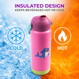 Cocobee Aeroplane Style Unicorn Printed Backpack for Girls – Pink + Insulated Stainless Steel Water Bottle 500ml + Tritan Leakproof Bento Lunch Box