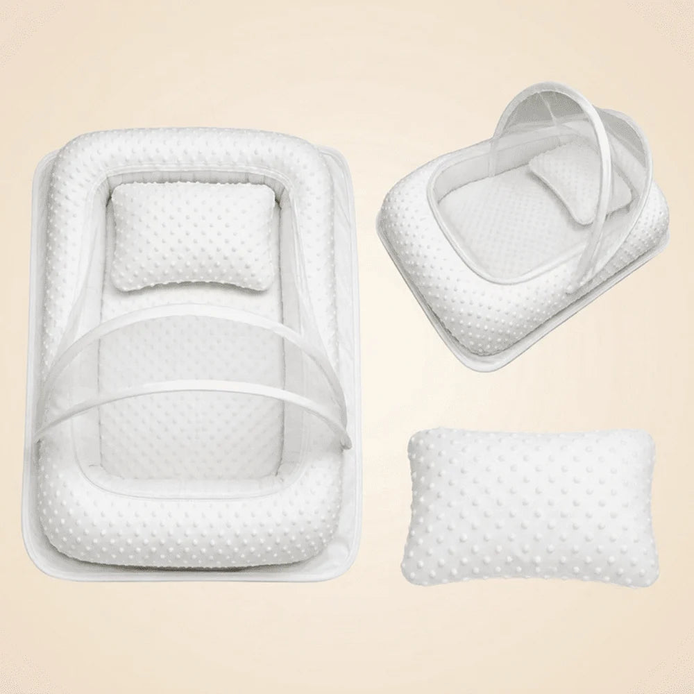 Baby Bed Nest with Zip-Up Dome Mosquito Net & Pillow