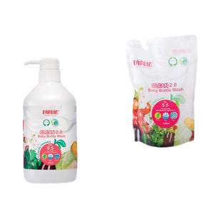 فارلين طقم طقم Wash & فرشاة 700ml + 700 ml refill + فرشاة تنظيف الرضاعات لقطة قريبة | Farlin Combo Set Wash & Brush 700ml + 700 ml refill + Bottle Brush close-up view