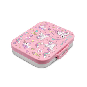 Bamboo Bark Stainless Steel Leak-Proof Bento Lunch Box for Kids, Girls & Boys – Multi-Compartment BPA-Free Lunch Box with PP Base, Unicorn Print, Perfect for School, Work & Travel