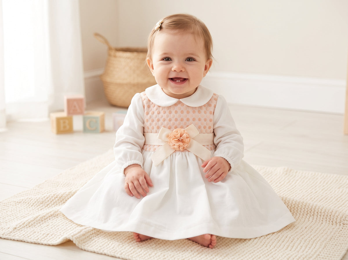 للأطفال بناتي Party فستان - Net Cotton Fabric (Age 1-5 Years) لقطة قريبة | Baby Girl Party Dress - Net Cotton Fabric (Age 1-5 Years) close-up view