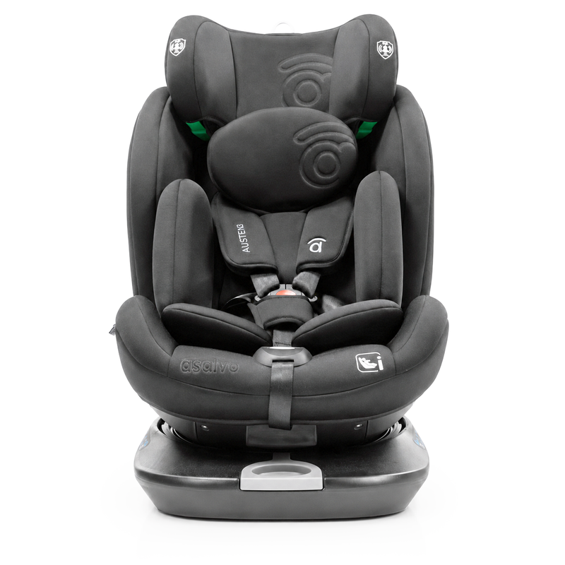 Asalvo Austen3 360° Rotating i-Size Car Seat with ISOFIX, Grey, Rear & Forward Facing