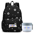 Star Babies School Backpack & Mini Insulated Food Jar Set - Black/Grey - 2 Pcs