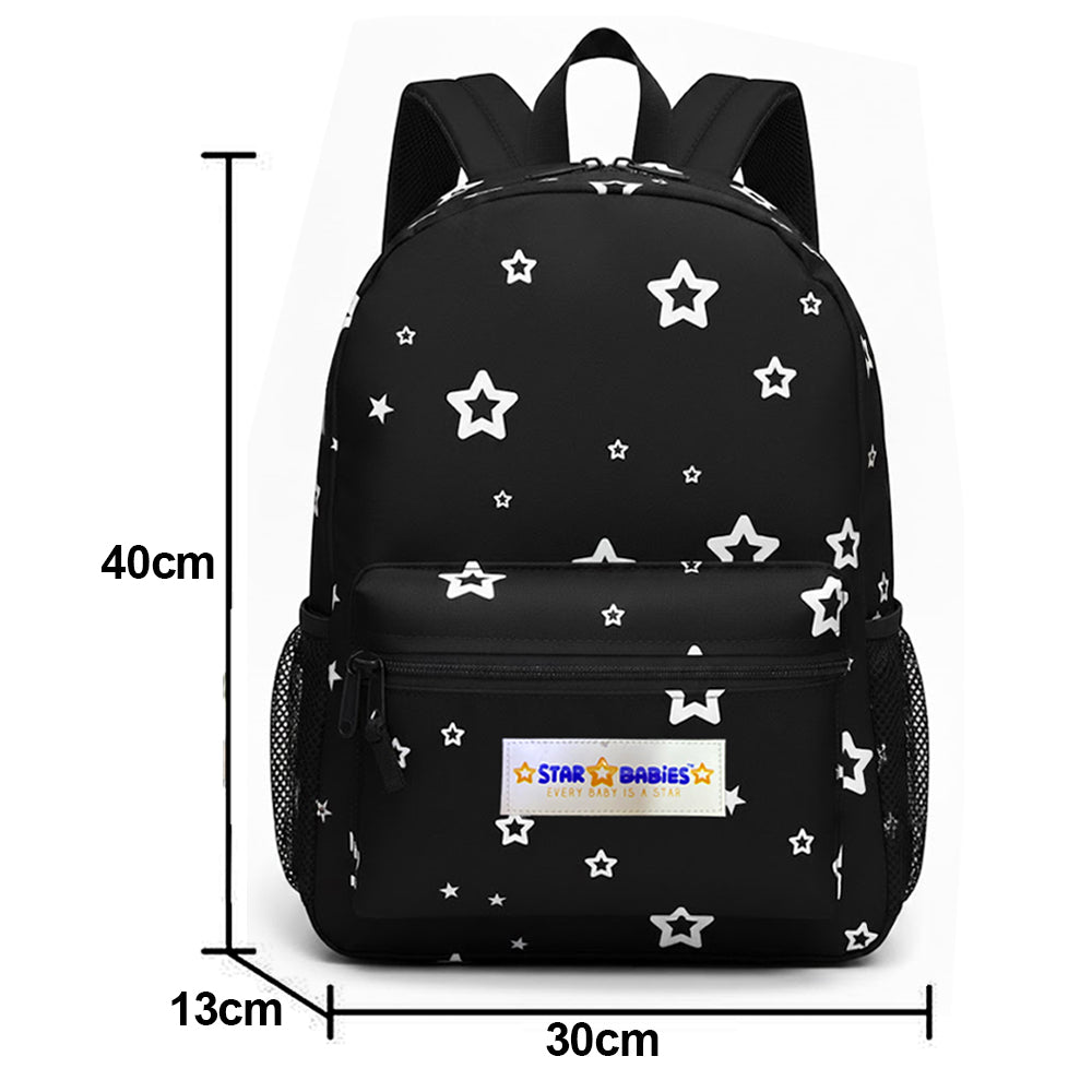 Star Babies School Backpack & Mini Insulated Food Jar Set - Black/Grey - 2 Pcs