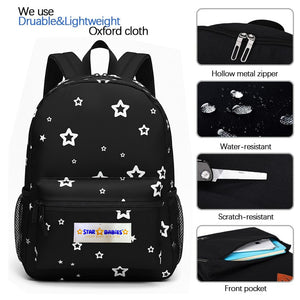 Star Babies School Backpack & Mini Insulated Food Jar Set - Black/Grey - 2 Pcs